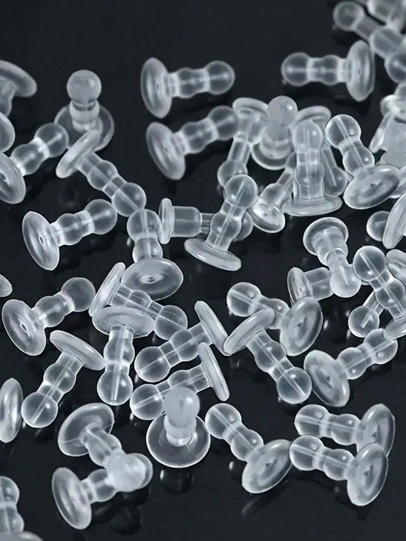 5/10/15/20/30/35/40/50/60/80/100Pcs Boxed Earring Backs, Stud Earring Stoppers, Handmade DIY Jewelry Accessories, Anti-Slip Silicone Ear Plugs, Locking