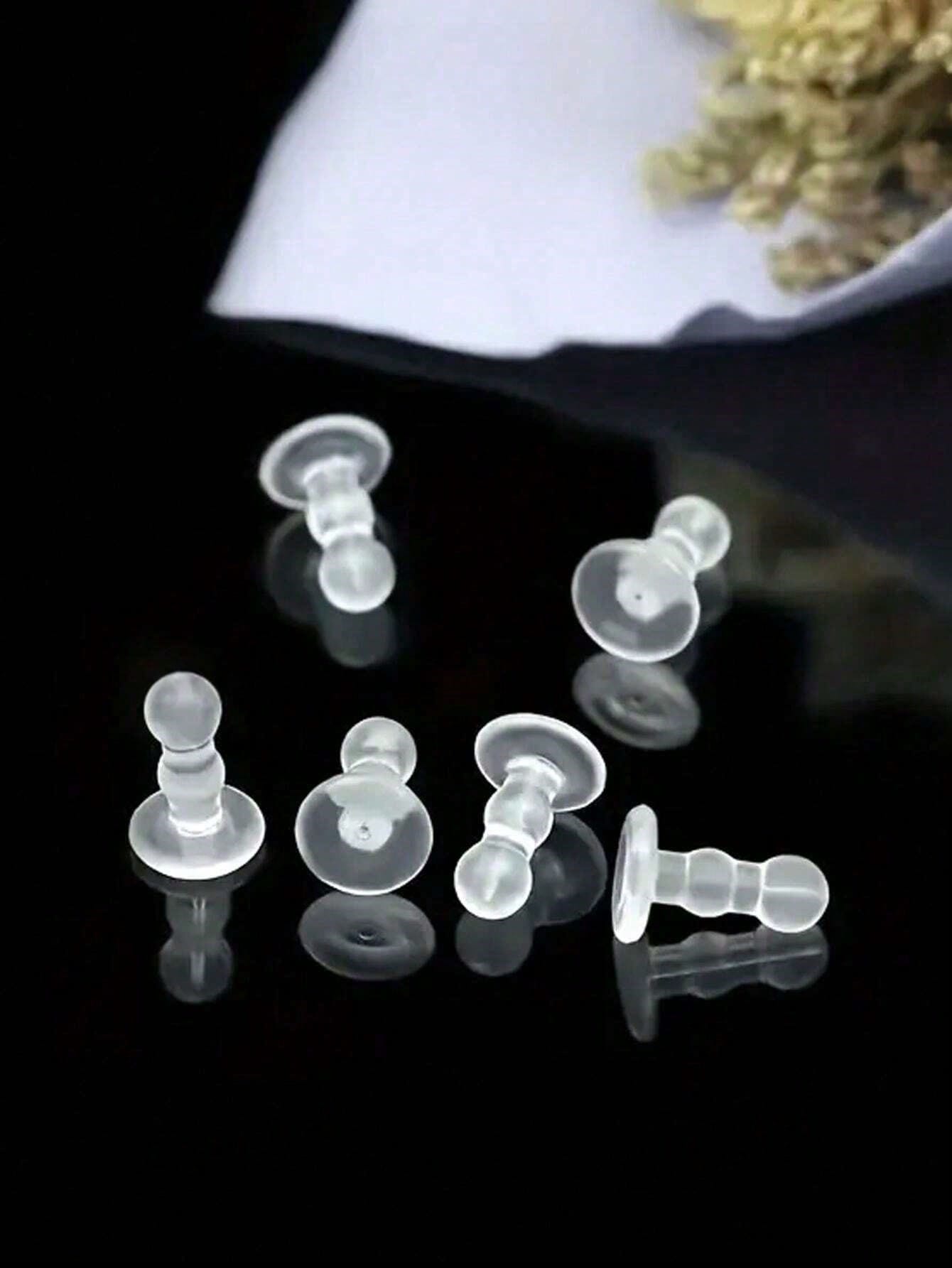 5/10/15/20/30/35/40/50/60/80/100Pcs Boxed Earring Backs, Stud Earring Stoppers, Handmade DIY Jewelry Accessories, Anti-Slip Silicone Ear Plugs, Locking