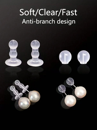 5/10/15/20/30/35/40/50/60/80/100Pcs Boxed Earring Backs, Stud Earring Stoppers, Handmade DIY Jewelry Accessories, Anti-Slip Silicone Ear Plugs, Locking