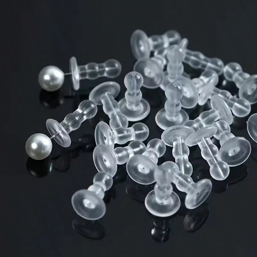 5/10/15/20/30/35/40/50/60/80/100Pcs Boxed Earring Backs, Stud Earring Stoppers, Handmade DIY Jewelry Accessories, Anti-Slip Silicone Ear Plugs, Locking