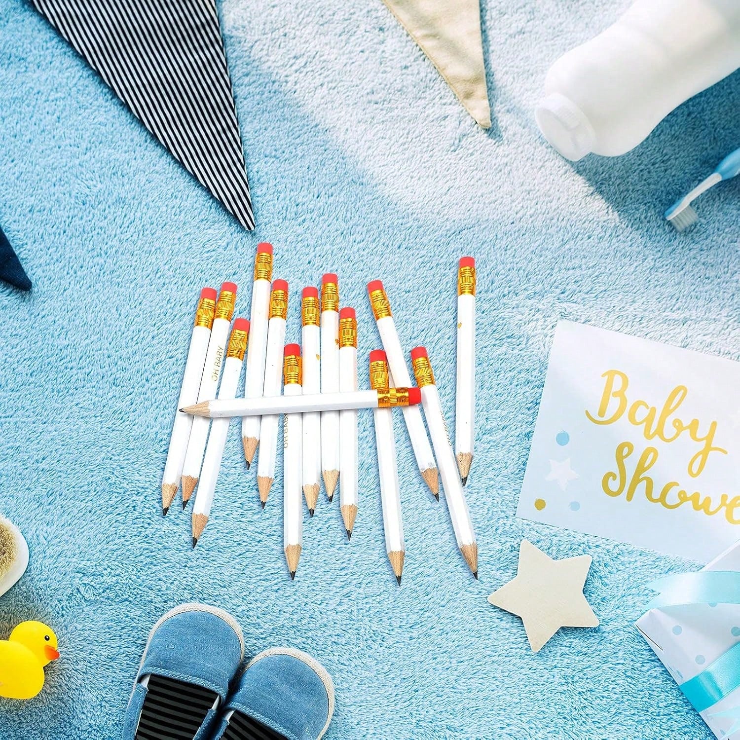 5/10/20/30/40 Pencils- Half Pencils, Mini, Sharpened, With Eraser- 4 Inch Short, 2 HB, Suitable For Gift Games, Baby Shower, Gender Reveal, Bridal Shower Games (White)