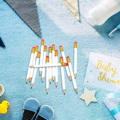 5/10/20/30/40 Pencils- Half Pencils, Mini, Sharpened, With Eraser- 4 Inch Short, 2 HB, Suitable For Gift Games, Baby Shower, Gender Reveal, Bridal Shower Games (White)