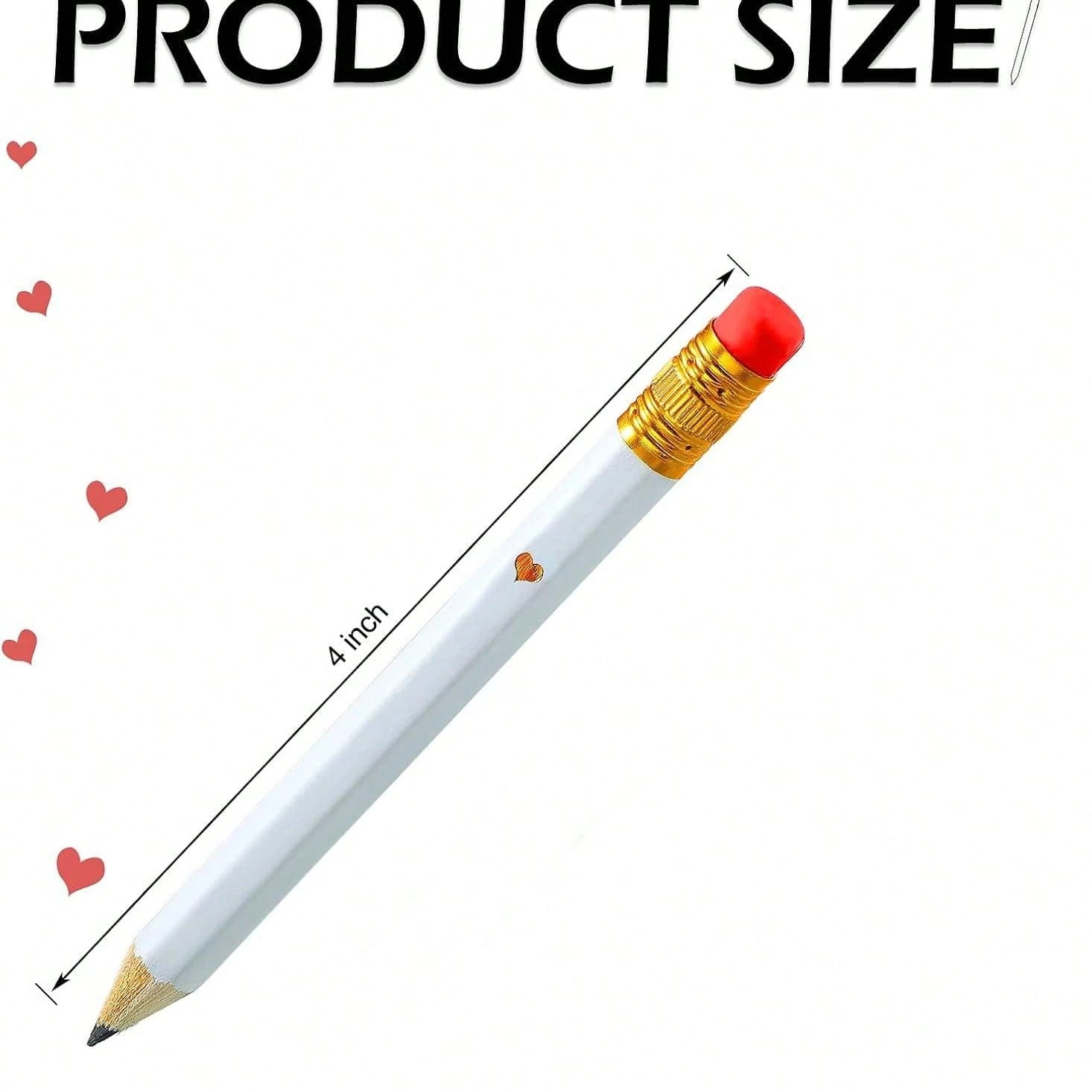5/10/20/30/40 Pencils- Half Pencils, Mini, Sharpened, With Eraser- 4 Inch Short, 2 HB, Suitable For Gift Games, Baby Shower, Gender Reveal, Bridal Shower Games (White)