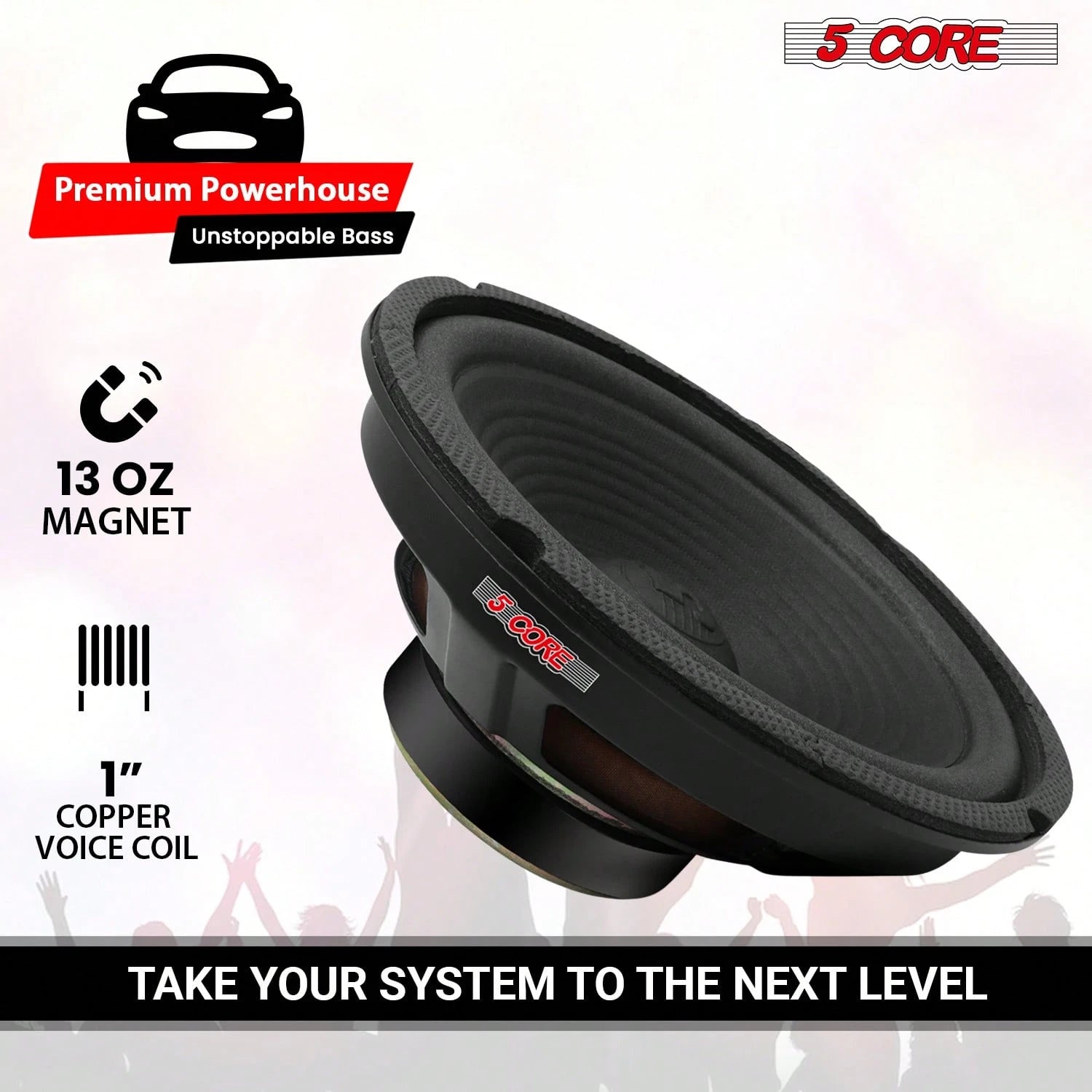 5 Core 8" Subwoofer 500W Car Audio 4Ohm Sub Woofer Speaker