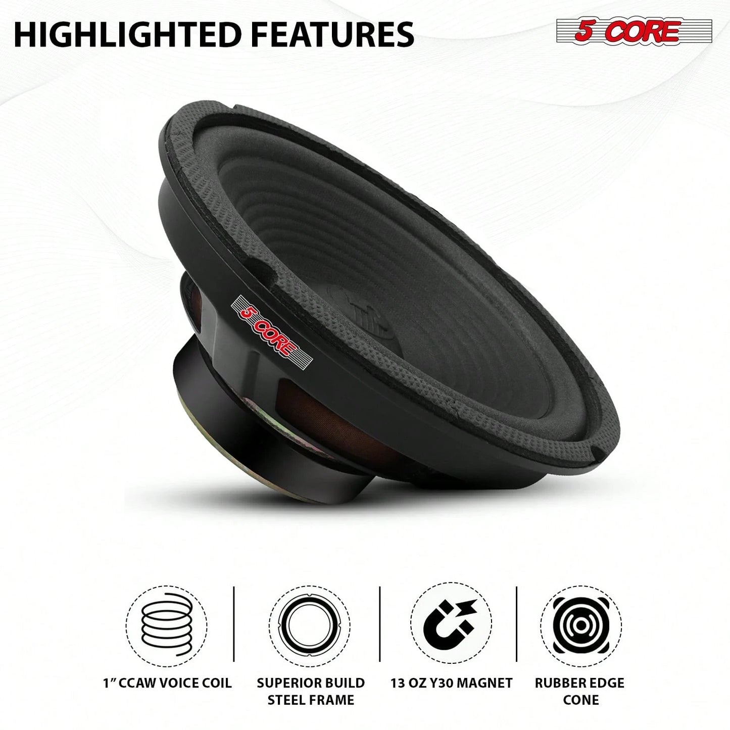5 Core 8" Subwoofer 500W Car Audio 4Ohm Sub Woofer Speaker