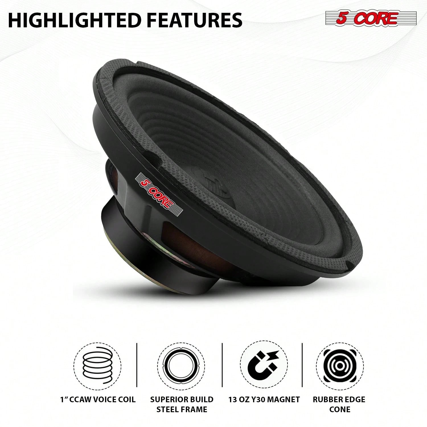 5 Core 8" Subwoofer 500W Car Audio 4Ohm Sub Woofer Speaker