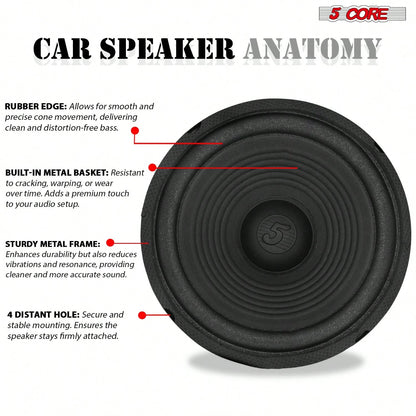 5 Core 8" Subwoofer 500W Car Audio 4Ohm Sub Woofer Speaker
