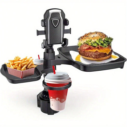 5-In-1 Car Cup Holder Expander With Detachable Car Cup Holder Tray, Phone Holder, Dual Car Plate And Car Cup Holderwith Dual Cup Holder And Adjustable Base, Must-Have Gadgets For Road Trips And Cars