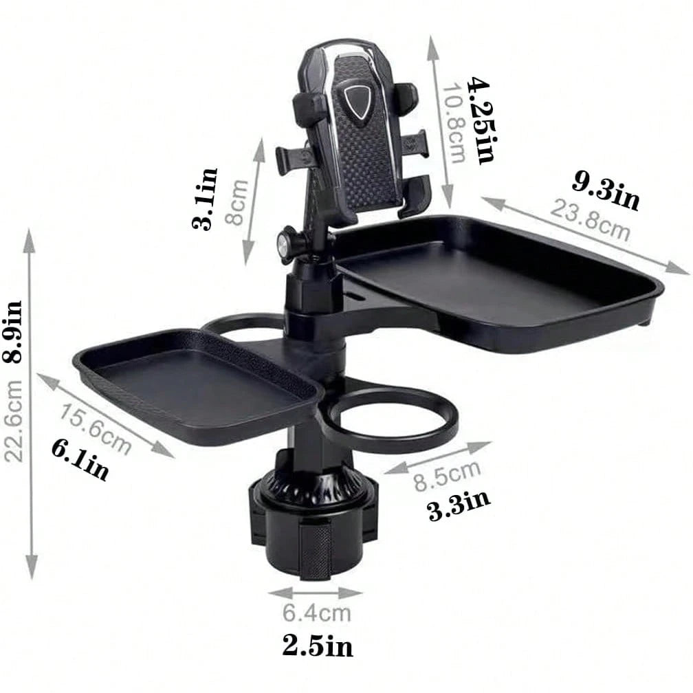 5-In-1 Car Cup Holder Expander With Detachable Car Cup Holder Tray, Phone Holder, Dual Car Plate And Car Cup Holderwith Dual Cup Holder And Adjustable Base, Must-Have Gadgets For Road Trips And Cars