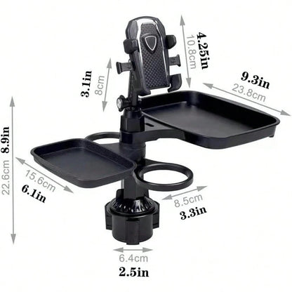 5-In-1 Car Cup Holder Expander With Detachable Car Cup Holder Tray, Phone Holder, Dual Car Plate And Car Cup Holderwith Dual Cup Holder And Adjustable Base, Must-Have Gadgets For Road Trips And Cars