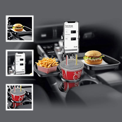 5-In-1 Car Cup Holder Expander With Detachable Car Cup Holder Tray, Phone Holder, Dual Car Plate And Car Cup Holderwith Dual Cup Holder And Adjustable Base, Must-Have Gadgets For Road Trips And Cars