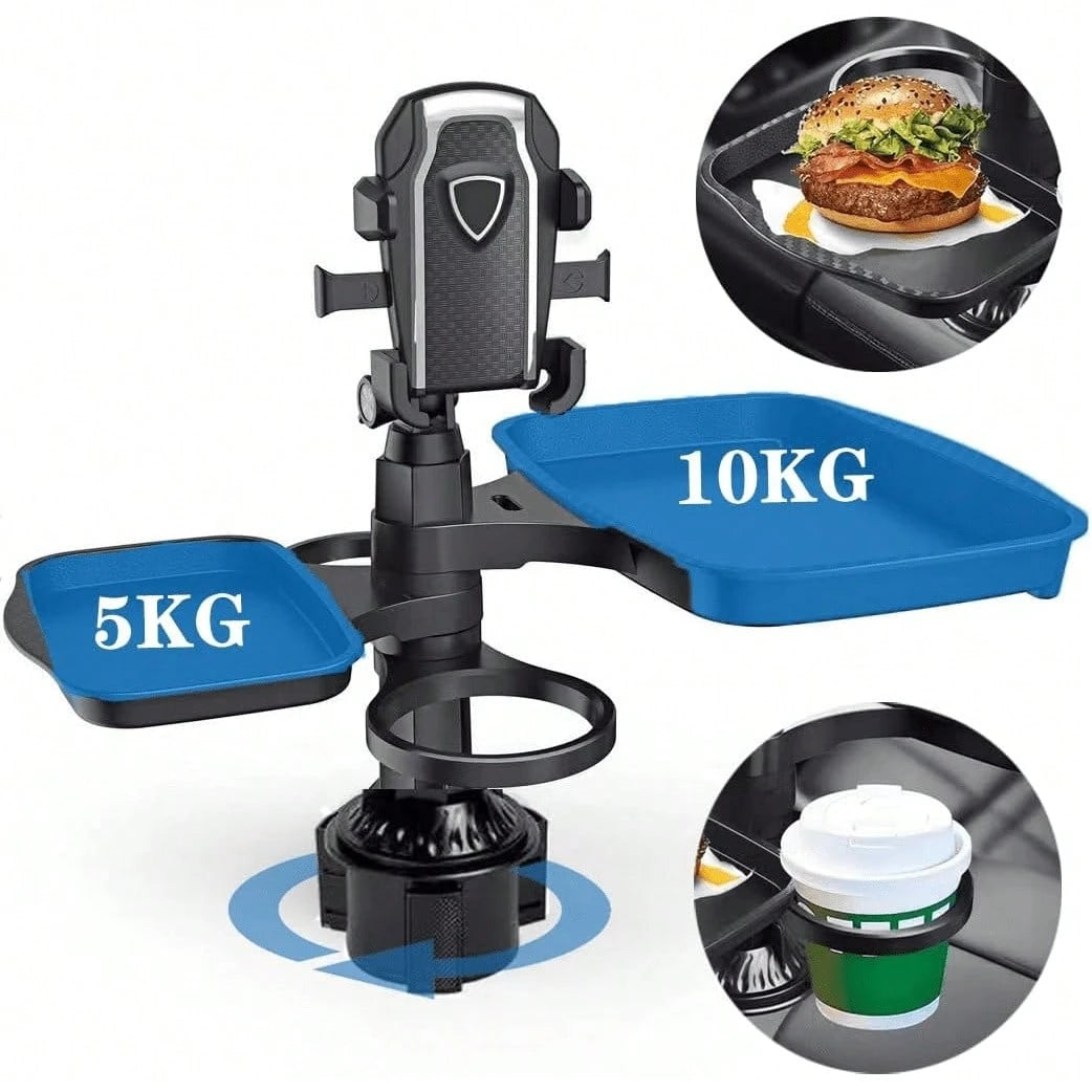 5-In-1 Car Cup Holder Expander With Detachable Car Cup Holder Tray, Phone Holder, Dual Car Plate And Car Cup Holderwith Dual Cup Holder And Adjustable Base, Must-Have Gadgets For Road Trips And Cars
