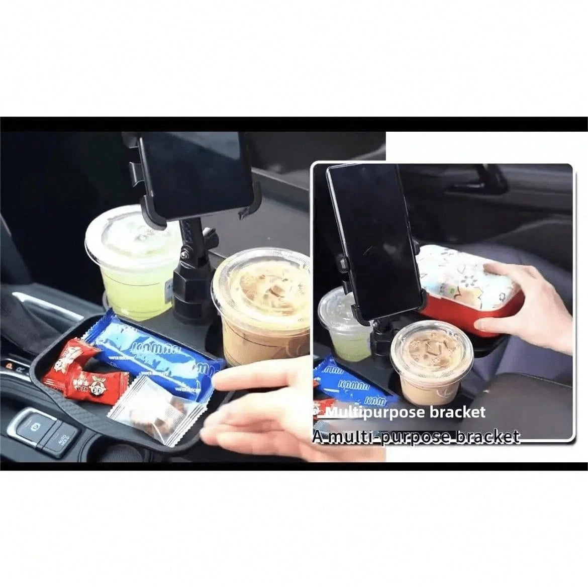 5-In-1 Car Cup Holder Expander With Detachable Car Cup Holder Tray, Phone Holder, Dual Car Plate And Car Cup Holderwith Dual Cup Holder And Adjustable Base, Must-Have Gadgets For Road Trips And Cars