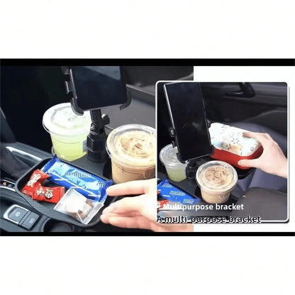 5-In-1 Car Cup Holder Expander With Detachable Car Cup Holder Tray, Phone Holder, Dual Car Plate And Car Cup Holderwith Dual Cup Holder And Adjustable Base, Must-Have Gadgets For Road Trips And Cars