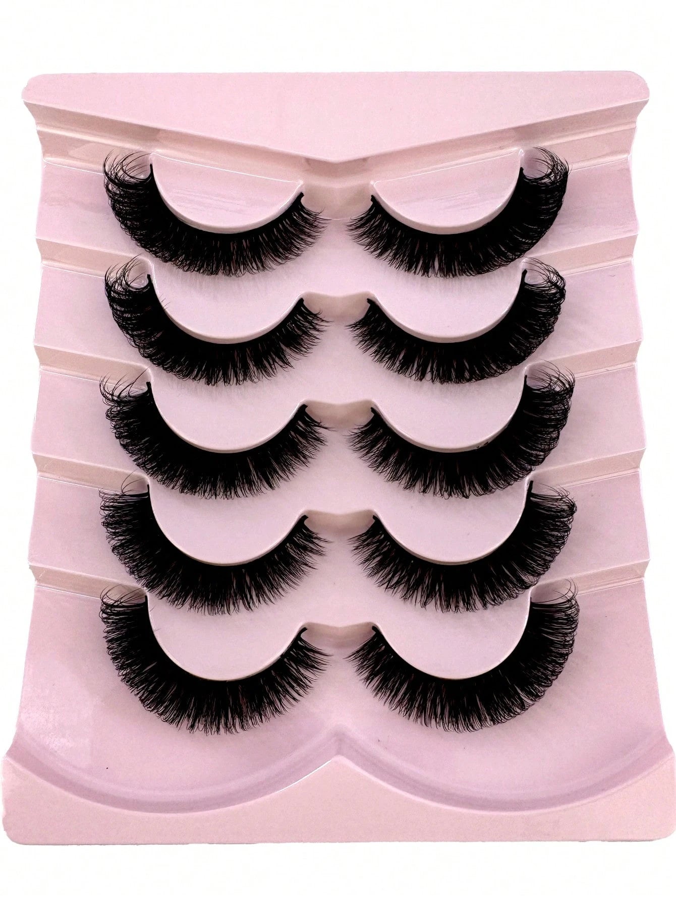 5 Pairs 5D Thick False Eyelashes, Natural DD Curly & Fluffy Cat Eye Lashes, Faux Mink Lashes, Fluffy Cartoon Style Lashes, Makeup Tools, Strip Eyelashes
