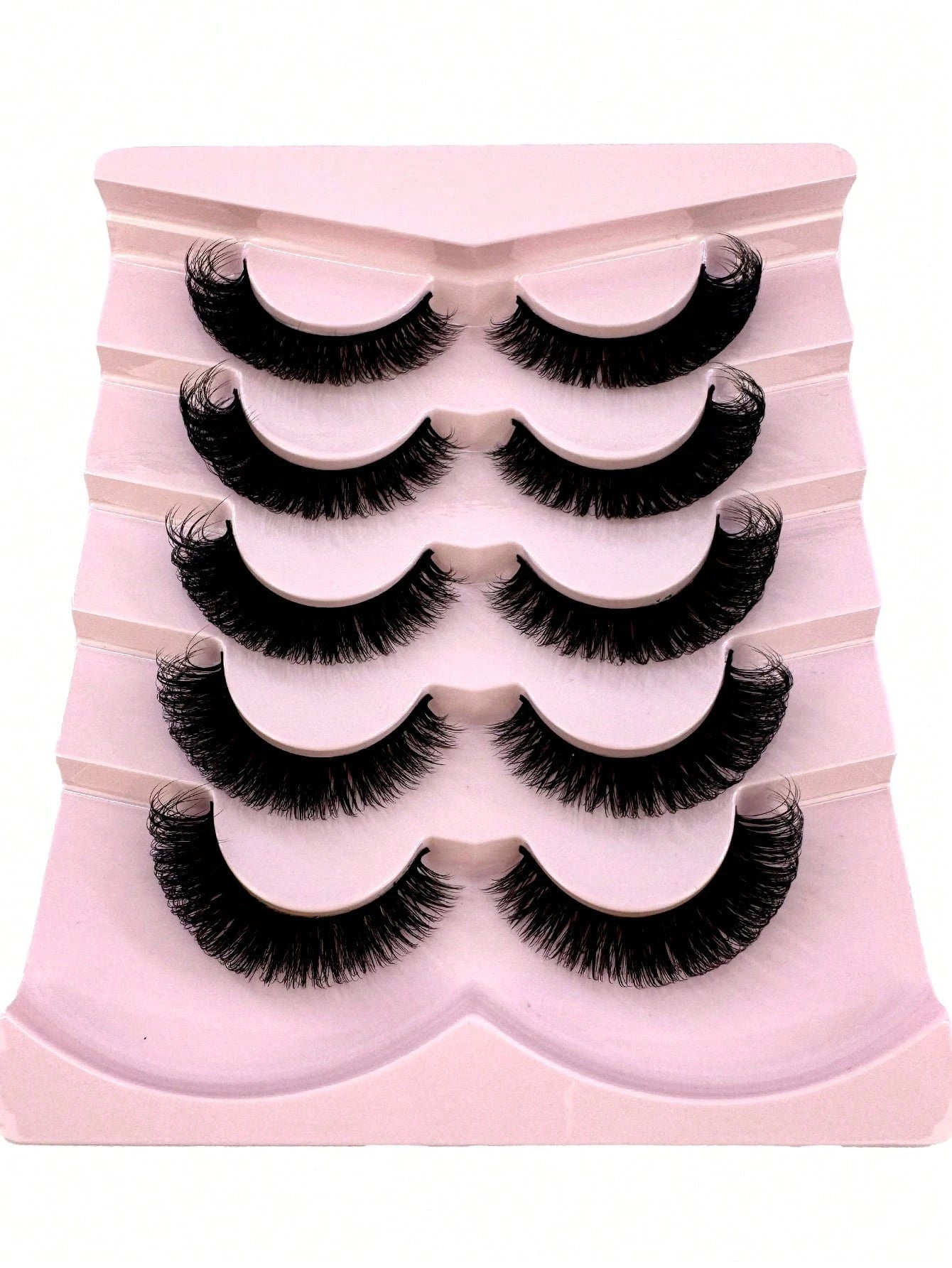 5 Pairs 5D Thick False Eyelashes, Natural DD Curly & Fluffy Cat Eye Lashes, Faux Mink Lashes, Fluffy Cartoon Style Lashes, Makeup Tools, Strip Eyelashes
