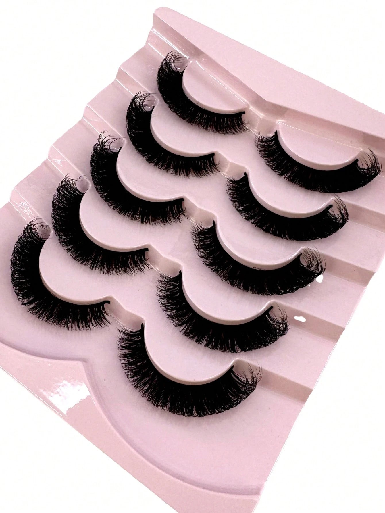 5 Pairs 5D Thick False Eyelashes, Natural DD Curly & Fluffy Cat Eye Lashes, Faux Mink Lashes, Fluffy Cartoon Style Lashes, Makeup Tools, Strip Eyelashes