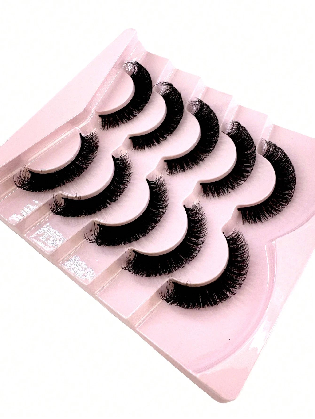 5 Pairs 5D Thick False Eyelashes, Natural DD Curly & Fluffy Cat Eye Lashes, Faux Mink Lashes, Fluffy Cartoon Style Lashes, Makeup Tools, Strip Eyelashes