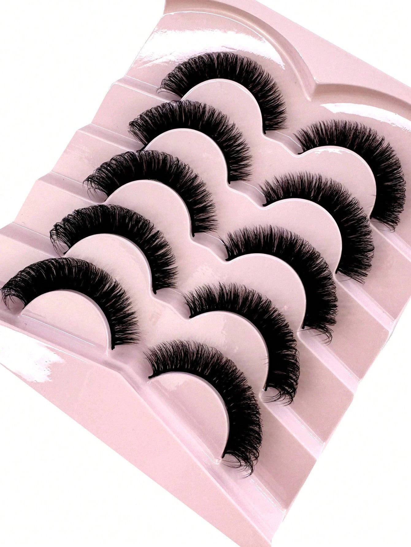 5 Pairs 5D Thick False Eyelashes, Natural DD Curly & Fluffy Cat Eye Lashes, Faux Mink Lashes, Fluffy Cartoon Style Lashes, Makeup Tools, Strip Eyelashes