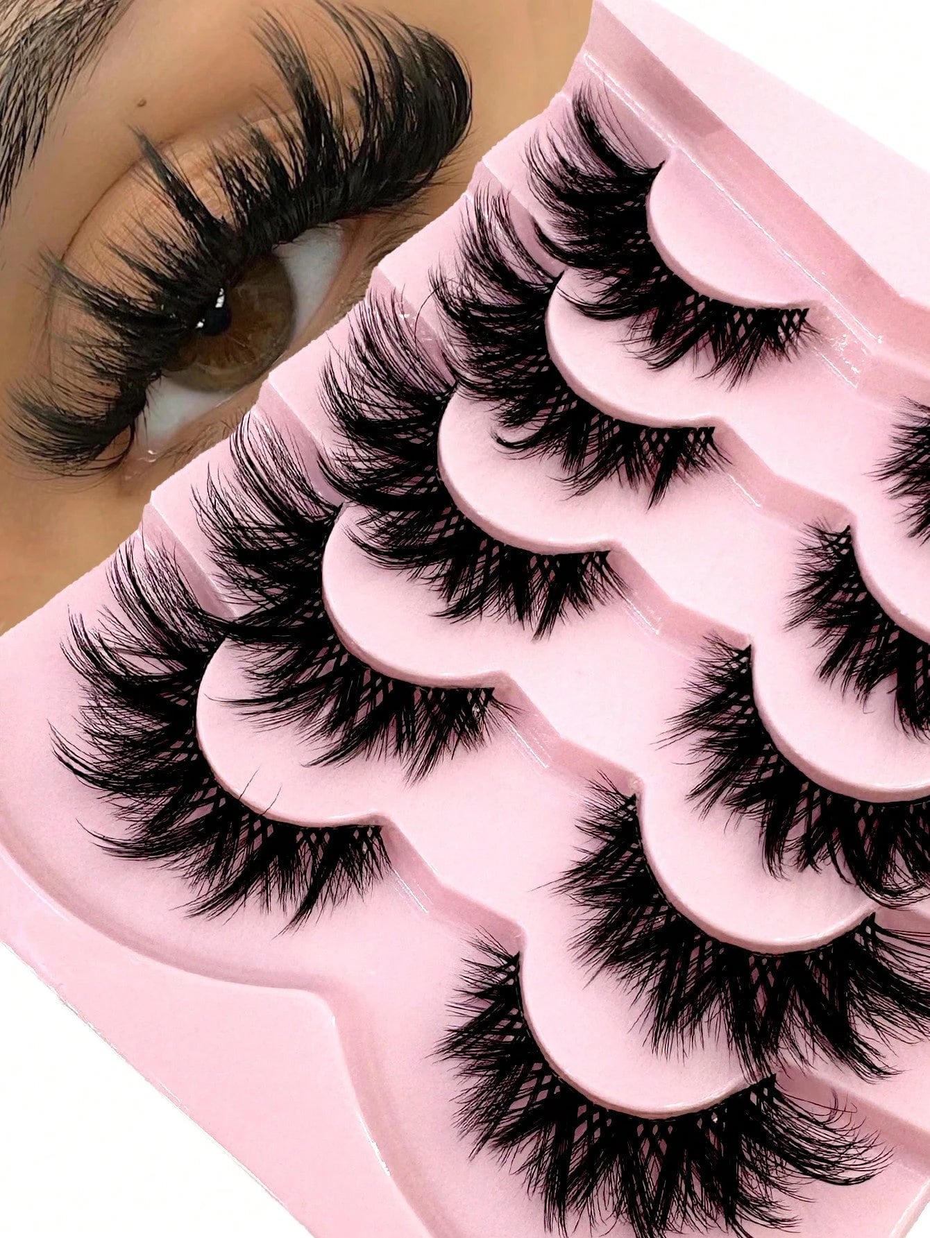 5 Pairs 5D Thick False Eyelashes, Natural DD Curly & Fluffy Cat Eye Lashes, Faux Mink Lashes, Fluffy Cartoon Style Lashes, Makeup Tools, Strip Eyelashes