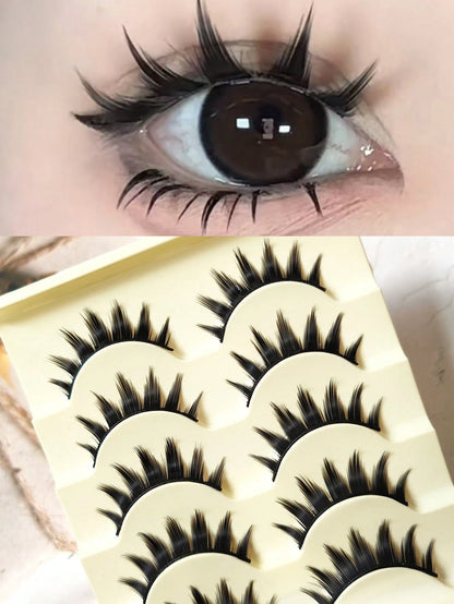5 Pairs/Box Deluxe Dramatic Lengthening & Volumizing False Eyelashes For Women, Suitable For Cosplay, Party, Halloween, Christmas Strip Lashes,Lashes,Eyelashes,Fake Lashes