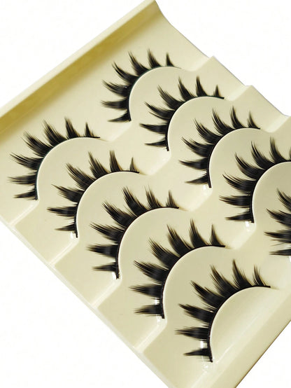 5 Pairs/Box Deluxe Dramatic Lengthening & Volumizing False Eyelashes For Women, Suitable For Cosplay, Party, Halloween, Christmas Strip Lashes,Lashes,Eyelashes,Fake Lashes