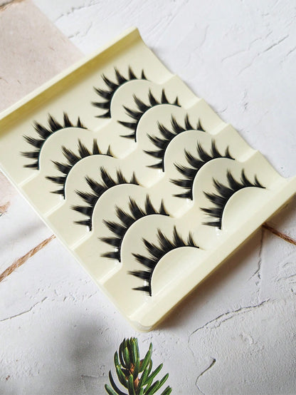 5 Pairs/Box Deluxe Dramatic Lengthening & Volumizing False Eyelashes For Women, Suitable For Cosplay, Party, Halloween, Christmas Strip Lashes,Lashes,Eyelashes,Fake Lashes