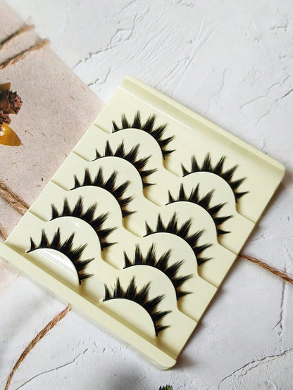 5 Pairs/Box Deluxe Dramatic Lengthening & Volumizing False Eyelashes For Women, Suitable For Cosplay, Party, Halloween, Christmas Strip Lashes,Lashes,Eyelashes,Fake Lashes