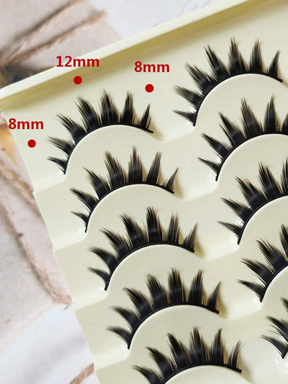 5 Pairs/Box Deluxe Dramatic Lengthening & Volumizing False Eyelashes For Women, Suitable For Cosplay, Party, Halloween, Christmas Strip Lashes,Lashes,Eyelashes,Fake Lashes