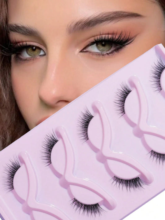 5 Pairs Natural Faux Mink Cat Eye Half Lashes For Daily Wear, Dates, Parties And Festivals Strip Lashes, Lashes, Eyelashes, Fake Lashes