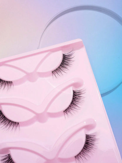 5 Pairs Natural Faux Mink Cat Eye Half Lashes For Daily Wear, Dates, Parties And Festivals Strip Lashes, Lashes, Eyelashes, Fake Lashes