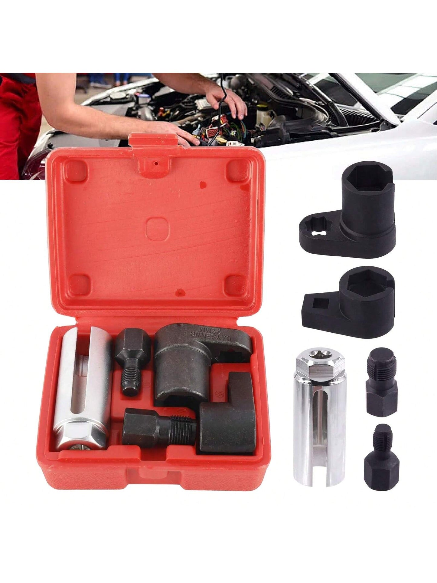 5-Piece Oxygen Sensor Removal Tool Set| Universal Fit Automotive Repair Kit With Thread Taps & Storage Case