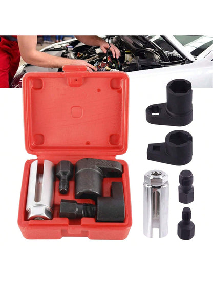 5-Piece Oxygen Sensor Removal Tool Set| Universal Fit Automotive Repair Kit With Thread Taps & Storage Case