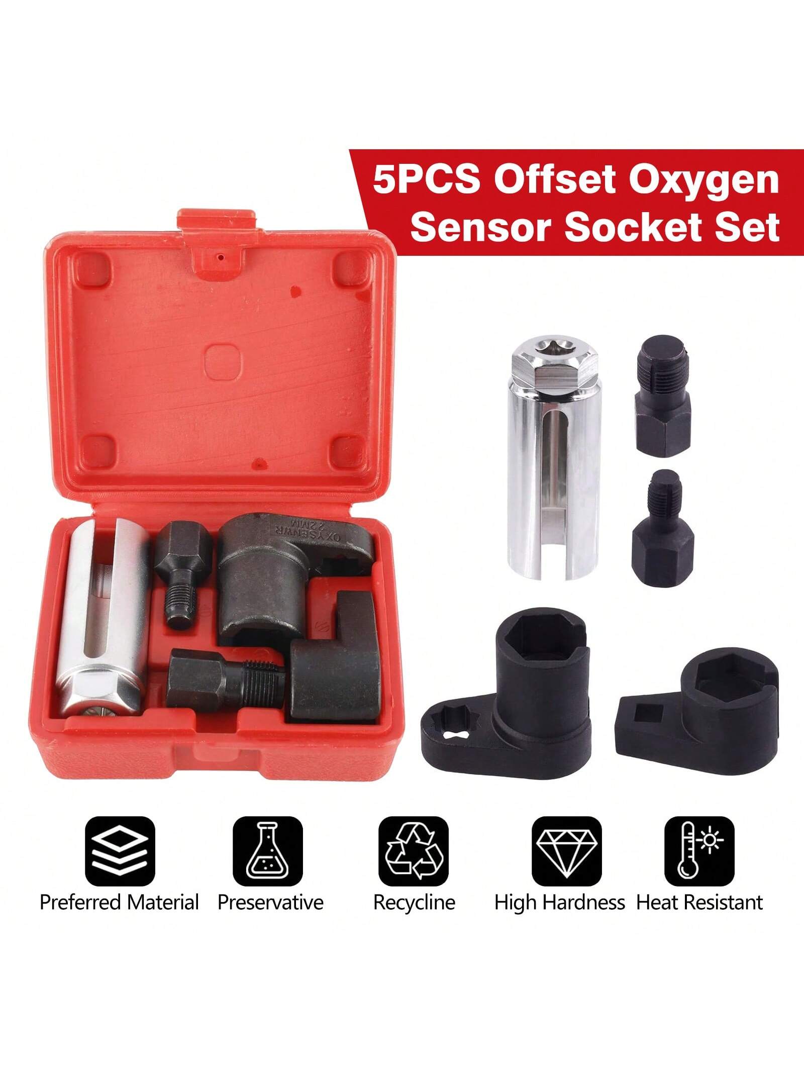 5-Piece Oxygen Sensor Removal Tool Set| Universal Fit Automotive Repair Kit With Thread Taps & Storage Case