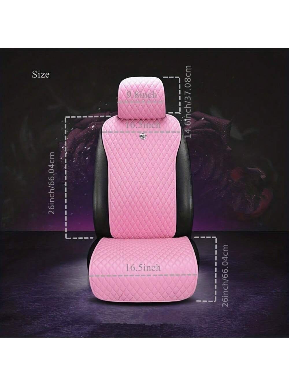 5-Seat Set Pink Inlaid Crystal Crown Car Seat Cushion- Fashionable, Universal, PU Leather Surface, Artificial Diamond Accents, Four Seasons, Women's Car Accessories,Pink Car Stuff