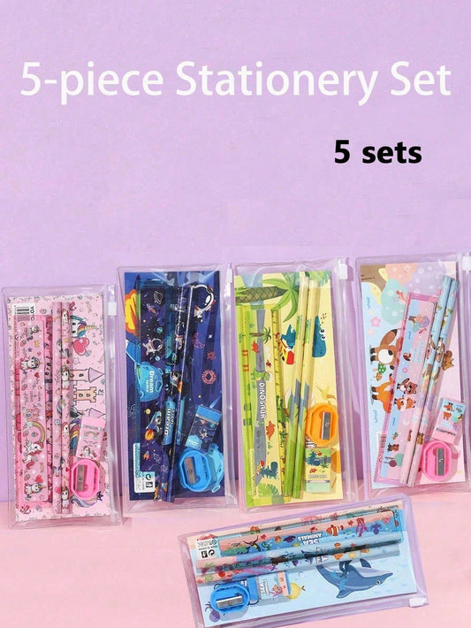 5 Sets/25 Pieces, Stationery Set/Cute Dinosaur Animal Garden Space/Ocean Animal Stationery Set/New Year Christmas Birthday First Day Of School