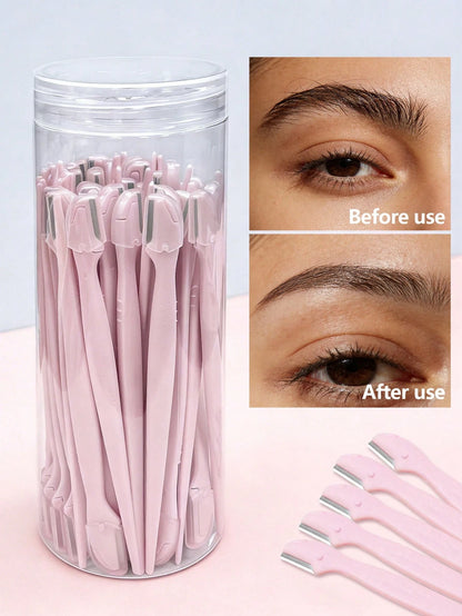 50/40/30/20/12pcs Mini Eyebrow Trimmer, Women Facial Hair Remover, Lip Hair Remover With Precision Cap, Small Eyebrow Razor, Women Makeup Face Care Tools (Pink, Black, White), Cosmetics, Affordable, R