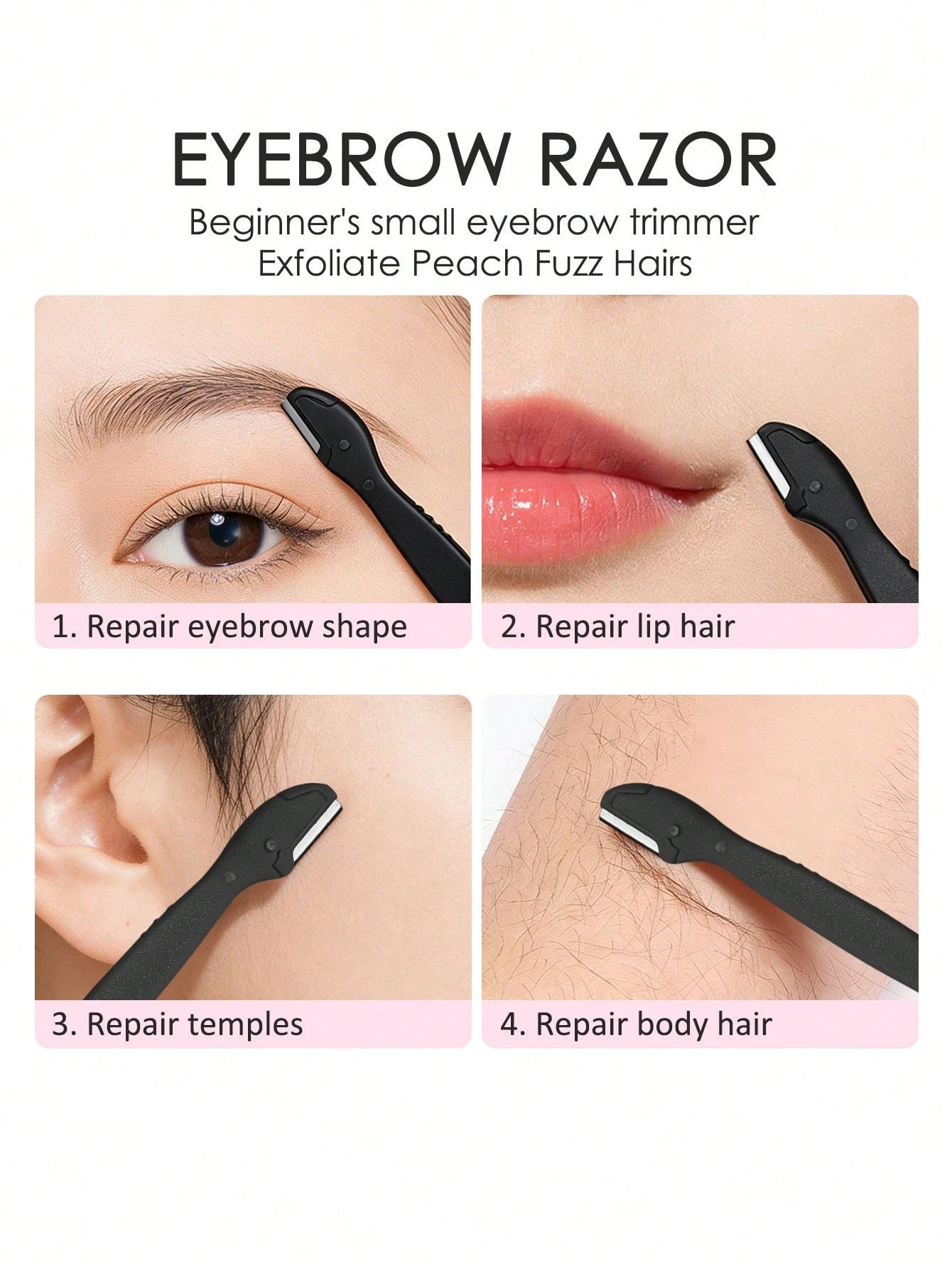 50/40/30/20/12pcs Mini Eyebrow Trimmer, Women Facial Hair Remover, Lip Hair Remover With Precision Cap, Small Eyebrow Razor, Women Makeup Face Care Tools (Pink, Black, White), Cosmetics, Affordable, R