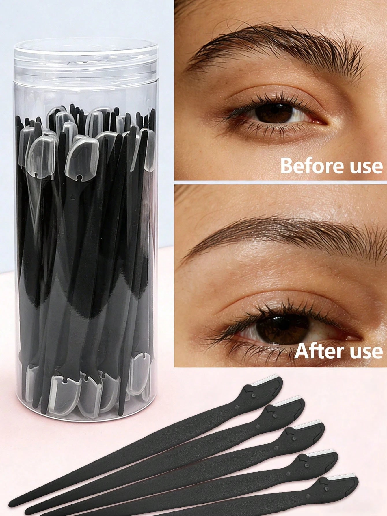 50/40/30/20/12pcs Mini Eyebrow Trimmer, Women Facial Hair Remover, Lip Hair Remover With Precision Cap, Small Eyebrow Razor, Women Makeup Face Care Tools (Pink, Black, White), Cosmetics, Affordable, R
