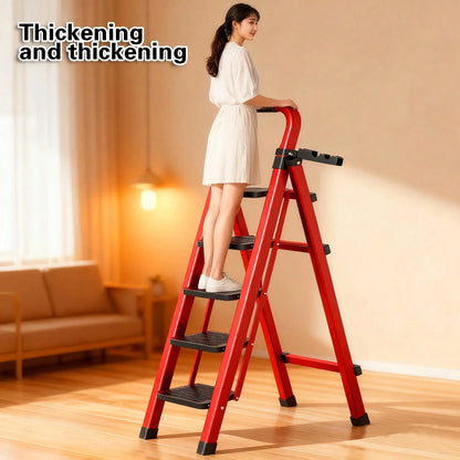 500 Lb Heavy Duty Folding Ladder- Industrial/Residential Grade Ladder With Non-Slip Treads,Thick Metal Construction, Space-Saving Foldable Design, Non-Slip Rungs For Garages,Construction, Home- Idea