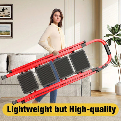 500 Lb Heavy Duty Folding Ladder- Industrial/Residential Grade Ladder With Non-Slip Treads,Thick Metal Construction, Space-Saving Foldable Design, Non-Slip Rungs For Garages,Construction, Home- Idea