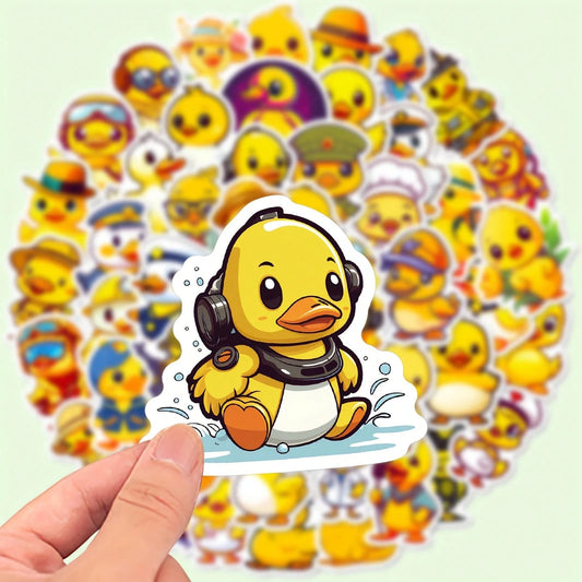 50pcs Cartoon Yellow Duck Stickers, Graffiti Decorative Stickers, Cute And Aesthetic Vinyl Stickers, Suitable For Water Bottles, Laptops, Phones, Skateboards, Guitars, Luggage, Scrapbooks, Helmets, Bi