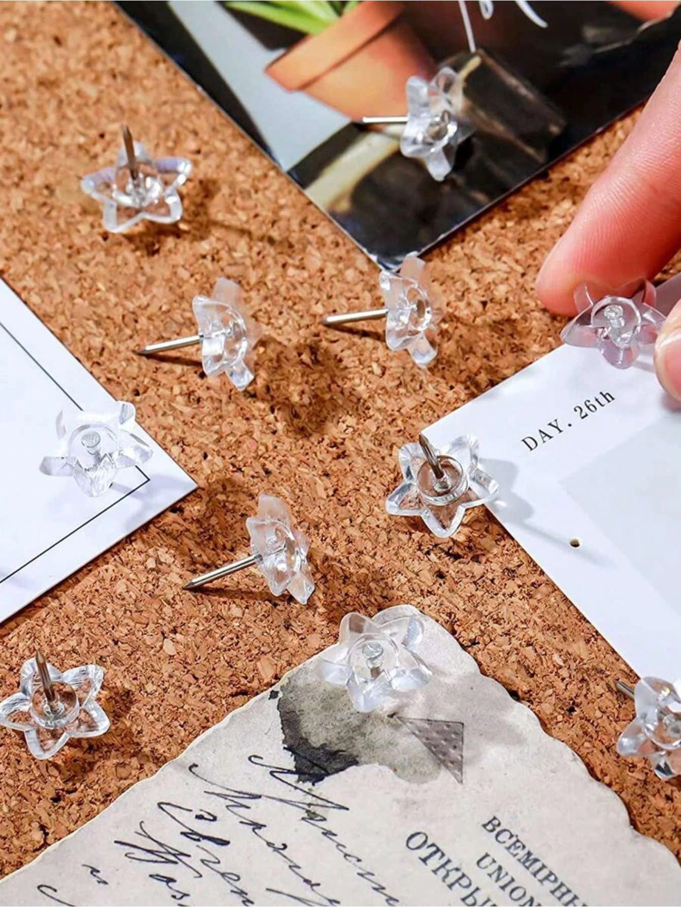 50pcs Clear Star Design Multipurpose Pushpins,Back To School,School Supplies
