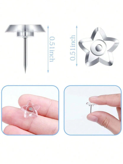 50pcs Clear Star Design Multipurpose Pushpins,Back To School,School Supplies