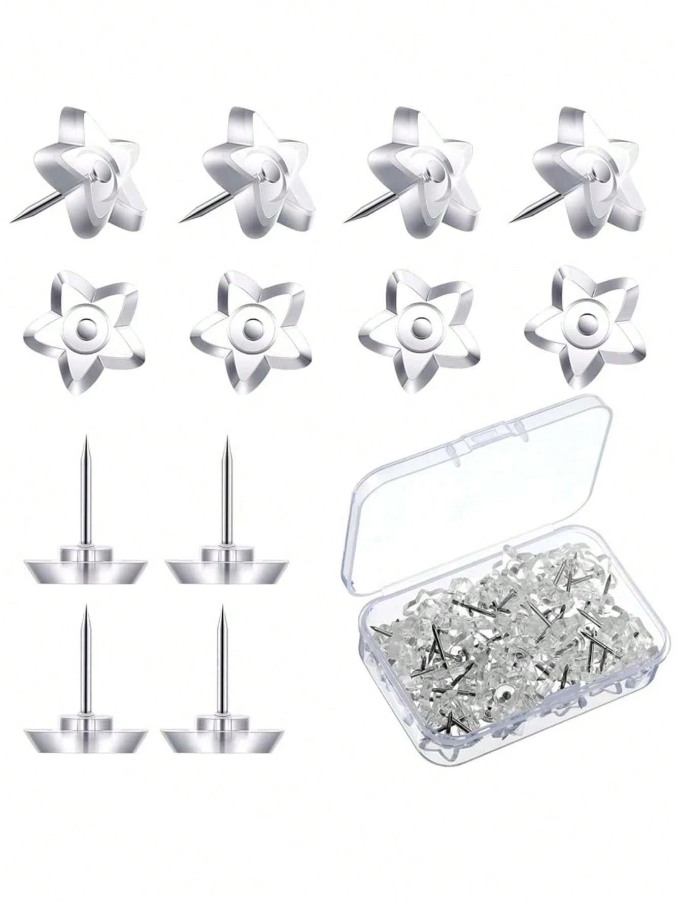 50pcs Clear Star Design Multipurpose Pushpins,Back To School,School Supplies