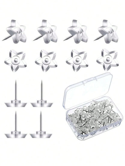 50pcs Clear Star Design Multipurpose Pushpins,Back To School,School Supplies