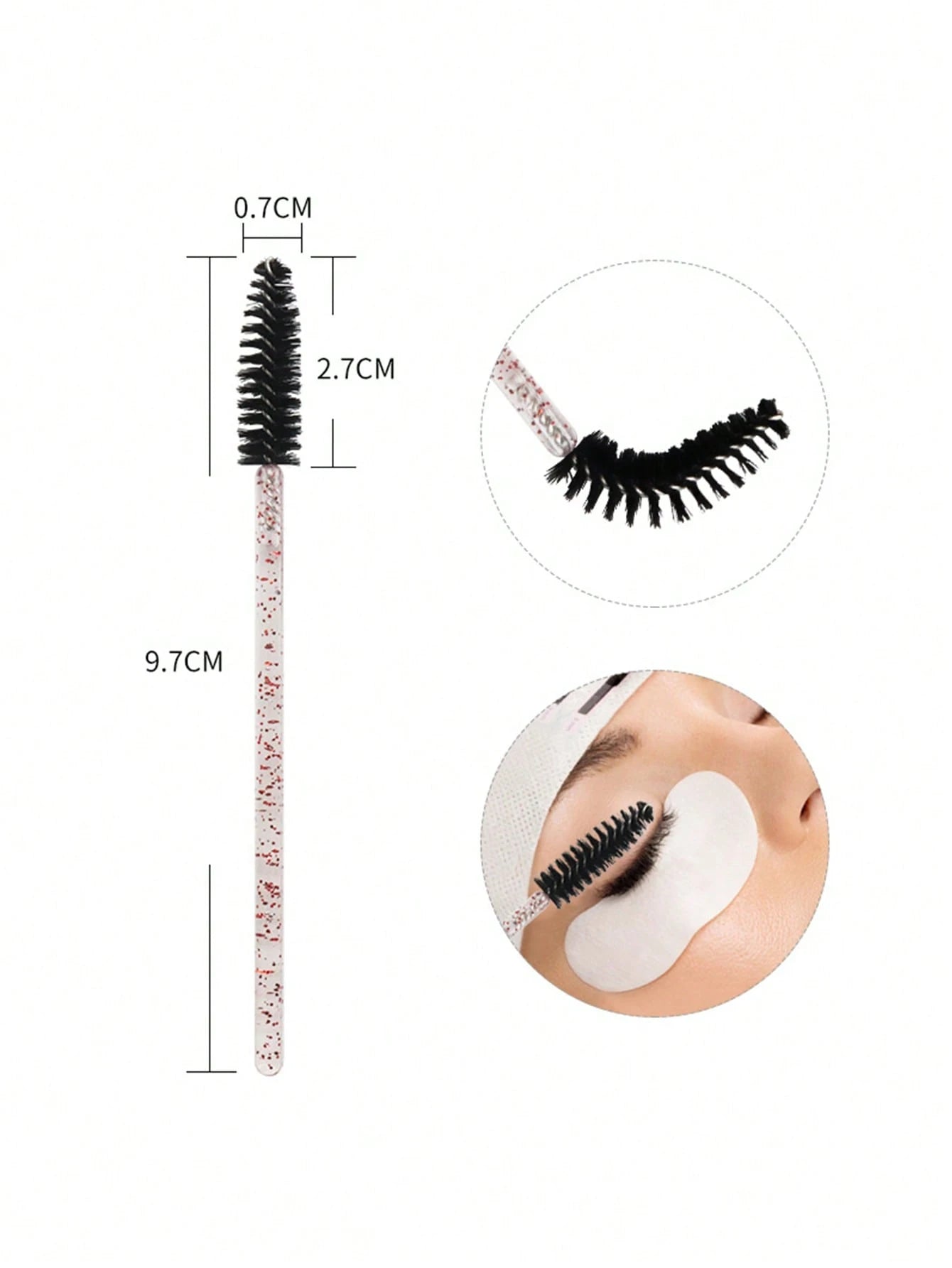 50pcs One-Time Use Eyelash Brush, Spiral Eyebrow Brush, Small Brush, Crystal Rod Eyelash Brush, Beauty And Makeup Tools