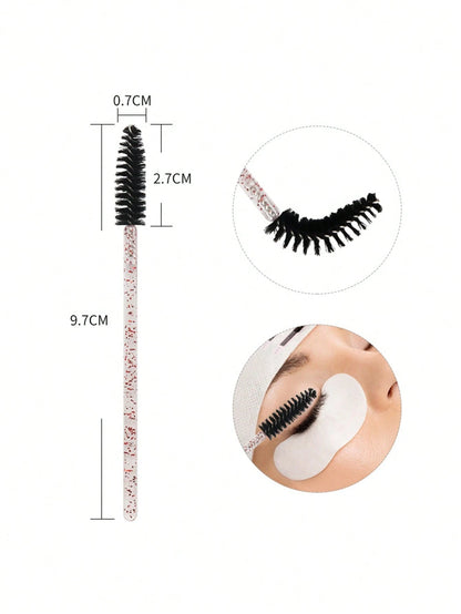 50pcs One-Time Use Eyelash Brush, Spiral Eyebrow Brush, Small Brush, Crystal Rod Eyelash Brush, Beauty And Makeup Tools