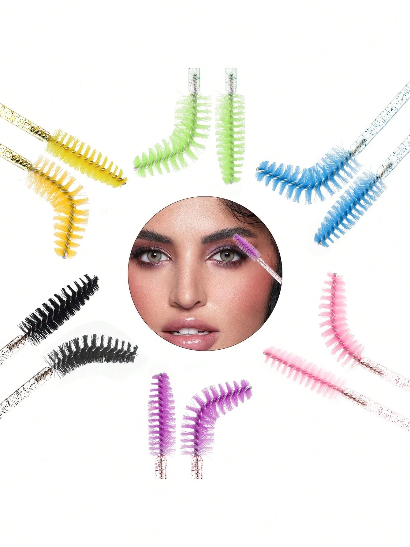 50pcs One-Time Use Eyelash Brush, Spiral Eyebrow Brush, Small Brush, Crystal Rod Eyelash Brush, Beauty And Makeup Tools