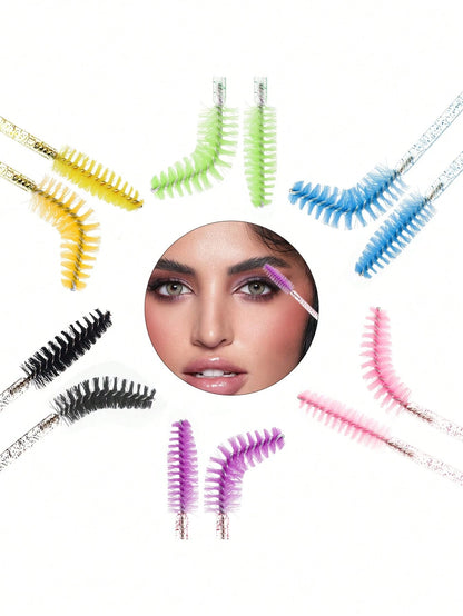 50pcs One-Time Use Eyelash Brush, Spiral Eyebrow Brush, Small Brush, Crystal Rod Eyelash Brush, Beauty And Makeup Tools